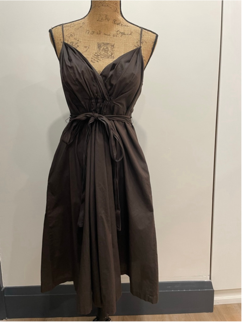 GAP 90s Minimalist Brown Babydoll Midi Dress Size 6 Fairy Ballet